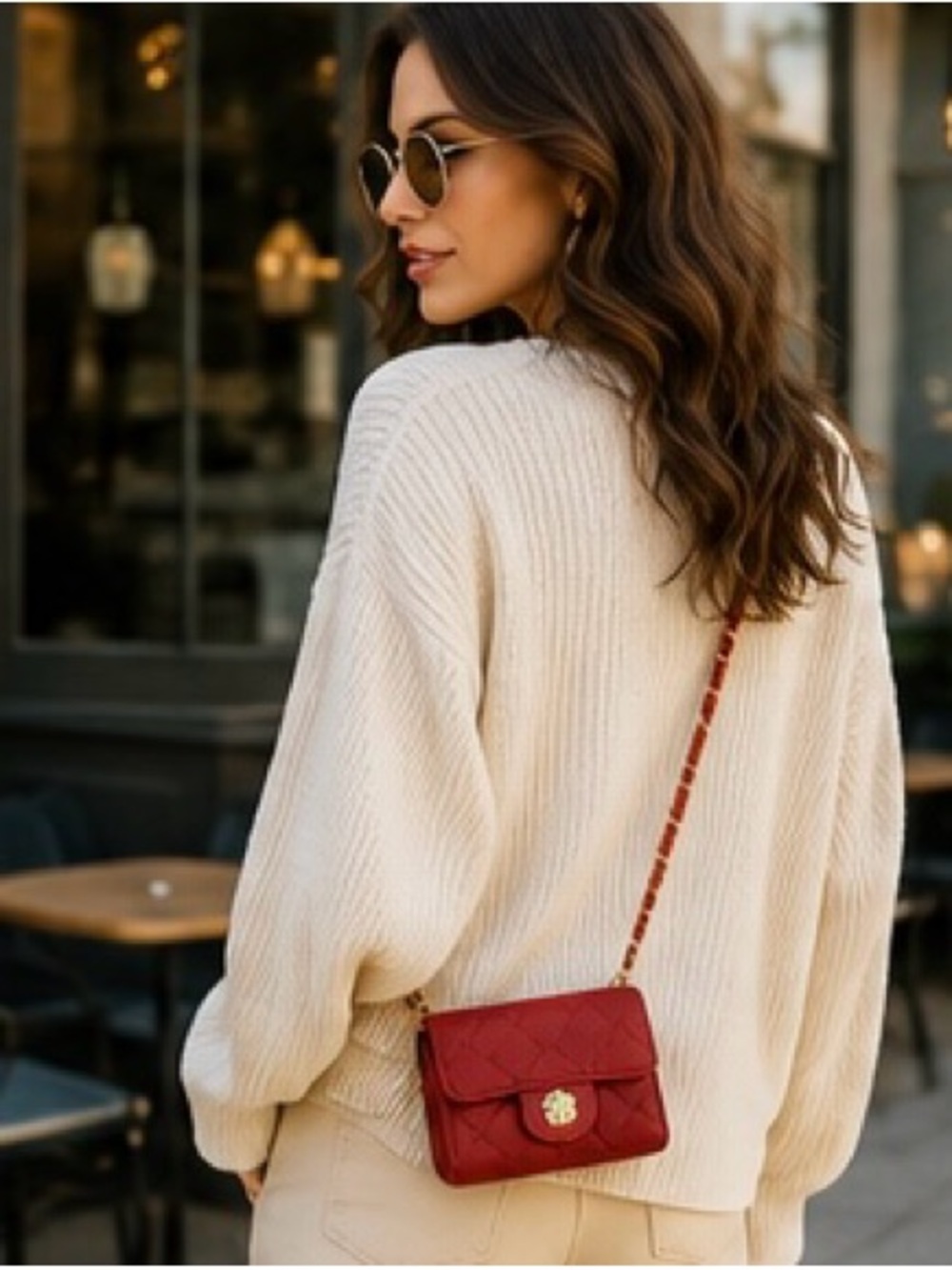 Mini Red Quilted Crossbody Wallet Bag | Chain Phone Purse | RFID Card Holder